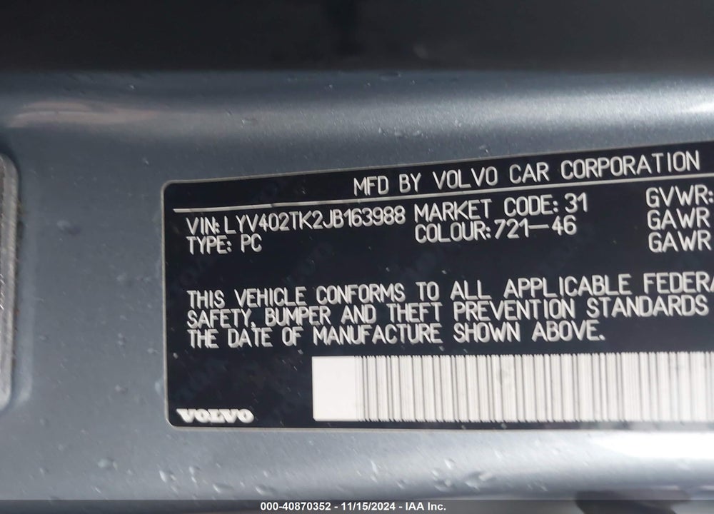 2018 VOLVO S60 INSCRIPTION T5 VIN: LYV402TK2JB163988