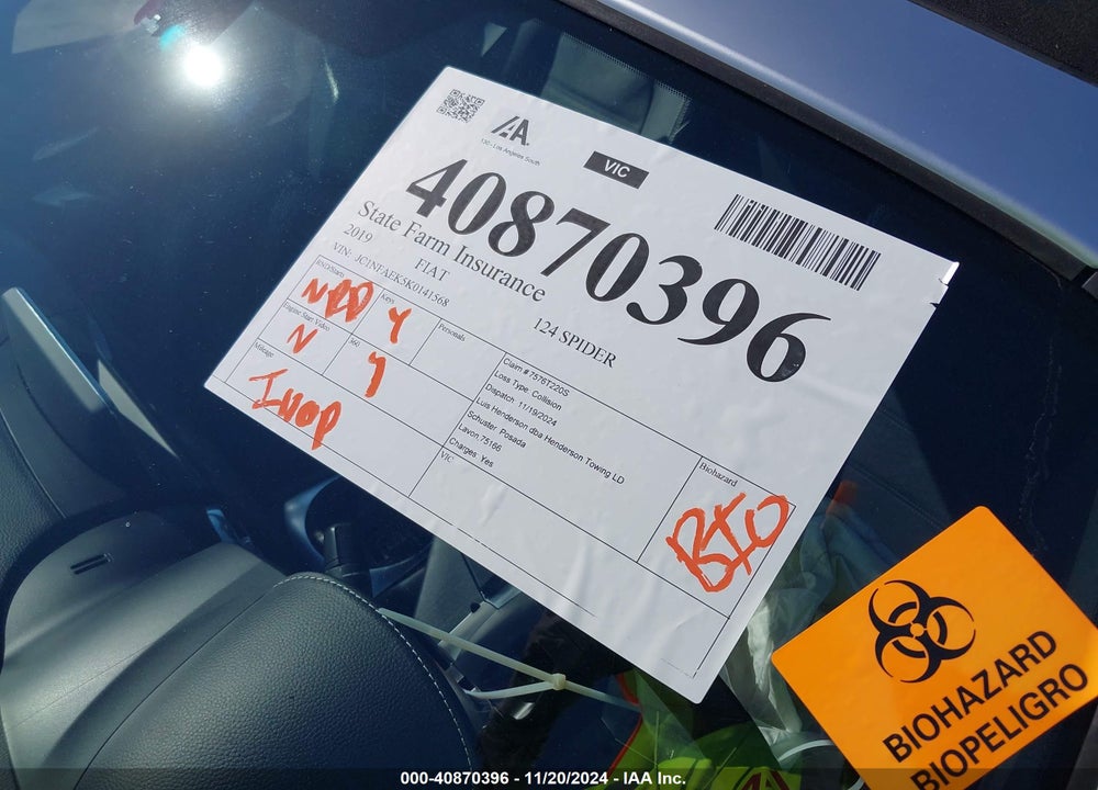 2019 FIAT 124 SPIDER LUSSO VIN: JC1NFAEK5K0141568