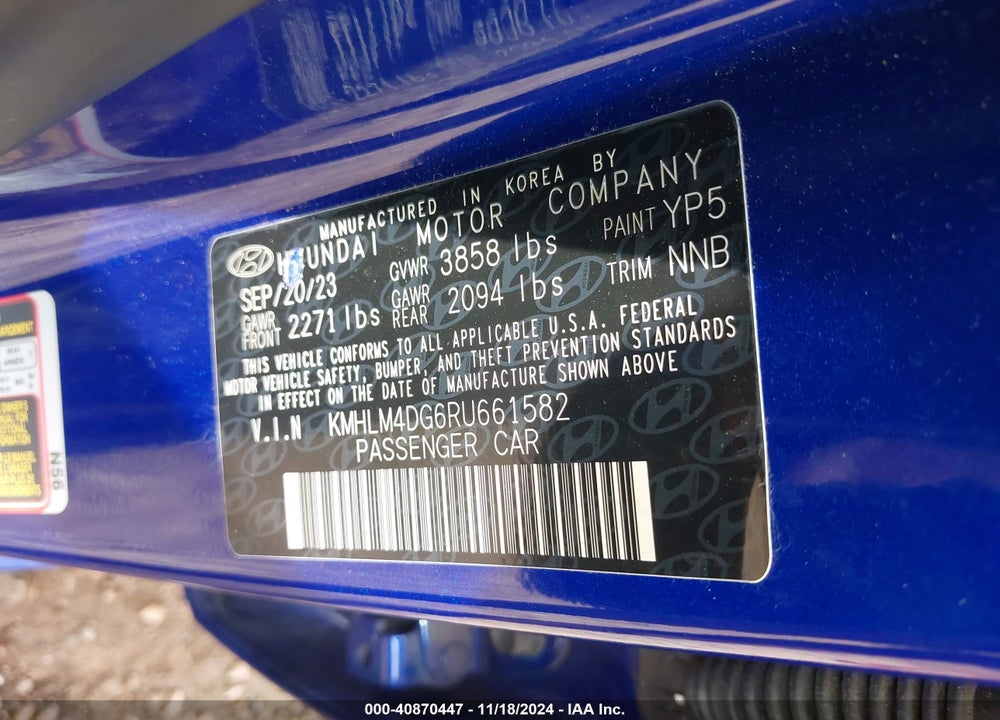 2024 HYUNDAI ELANTRA SEL VIN: KMHLM4DG6RU661582
