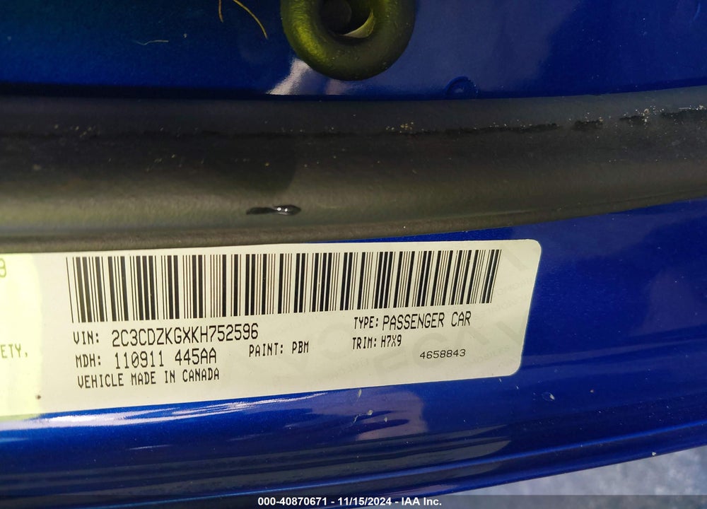 2019 DODGE CHALLENGER GT AWD VIN: 2C3CDZKGXKH752596