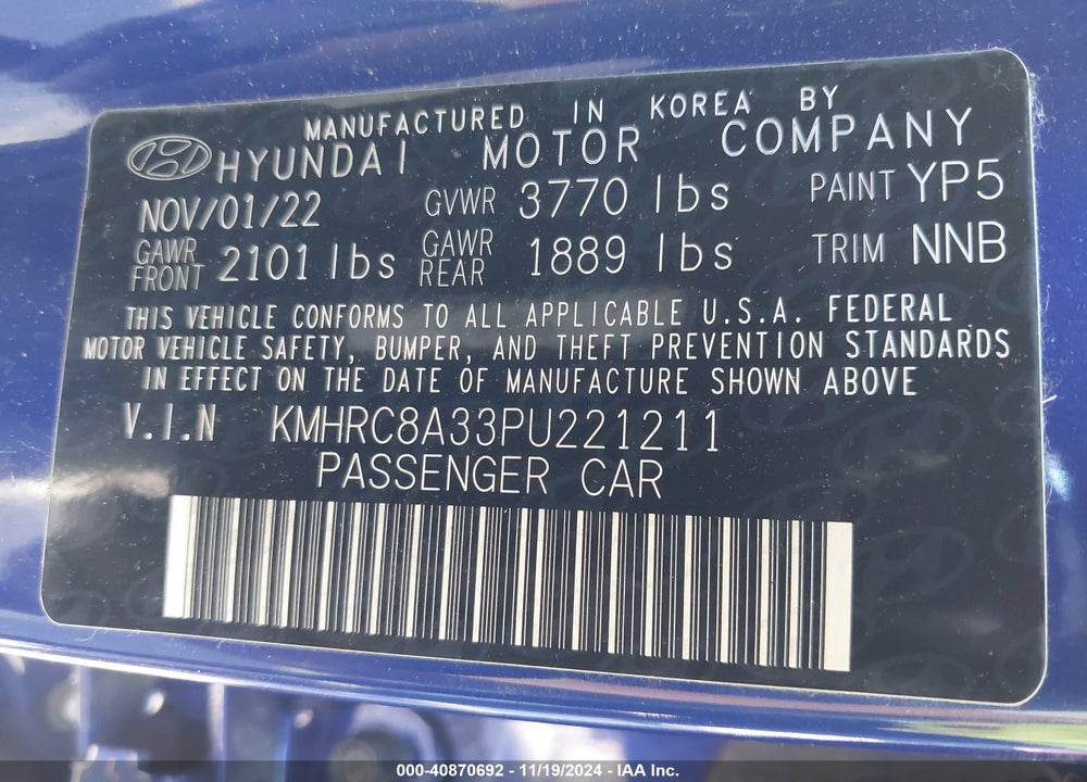 2023 HYUNDAI VENUE LIMITED VIN: KMHRC8A33PU221211