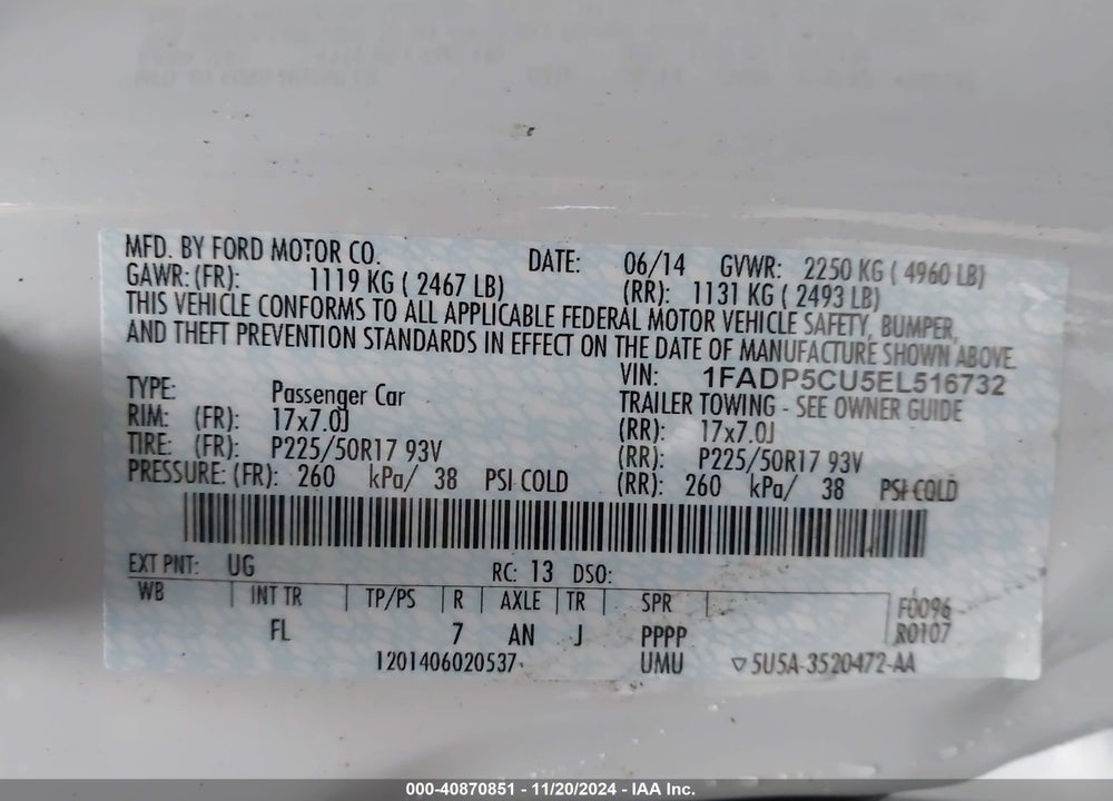 2014 FORD C-MAX ENERGI SEL VIN: 1FADP5CU5EL516732