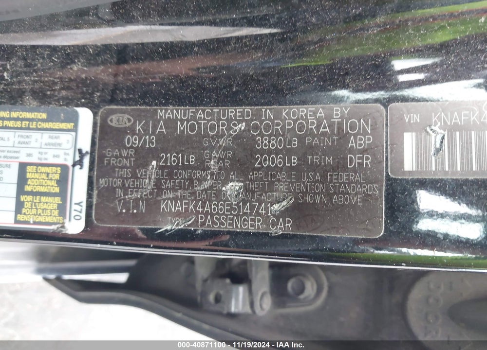 2014 KIA FORTE VIN: KNAFK4A66E5147414