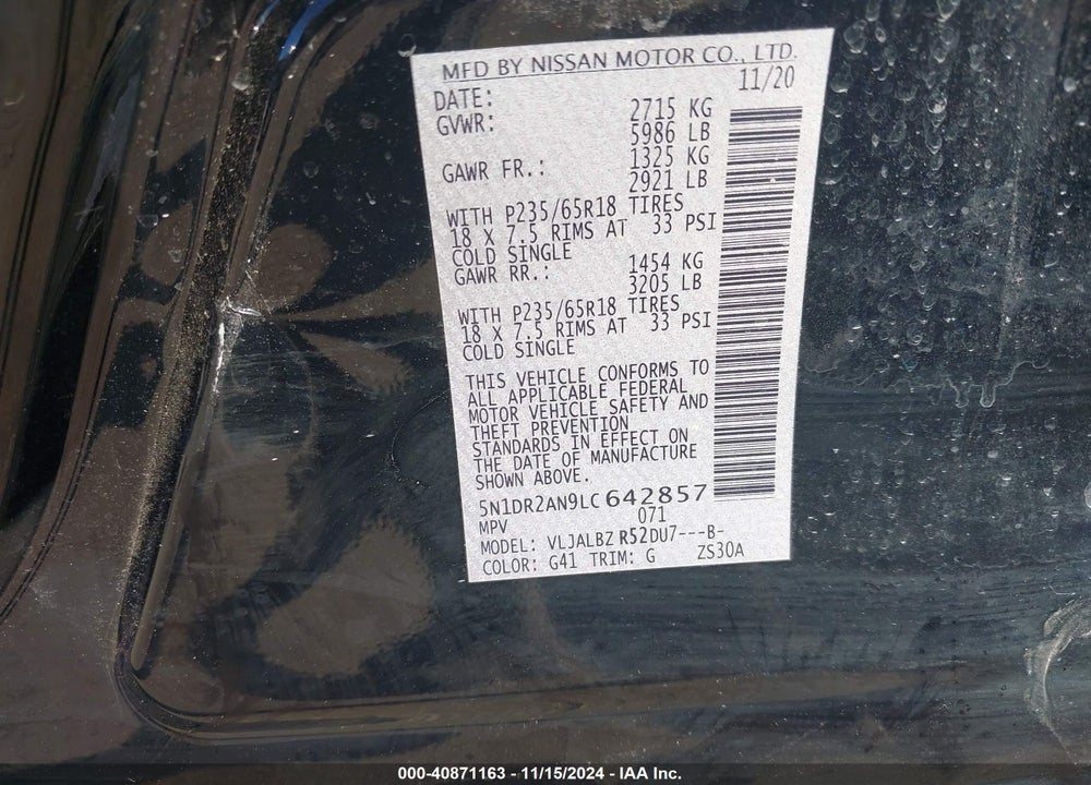 2020 NISSAN PATHFINDER S 2WD VIN: 5N1DR2AN9LC642857