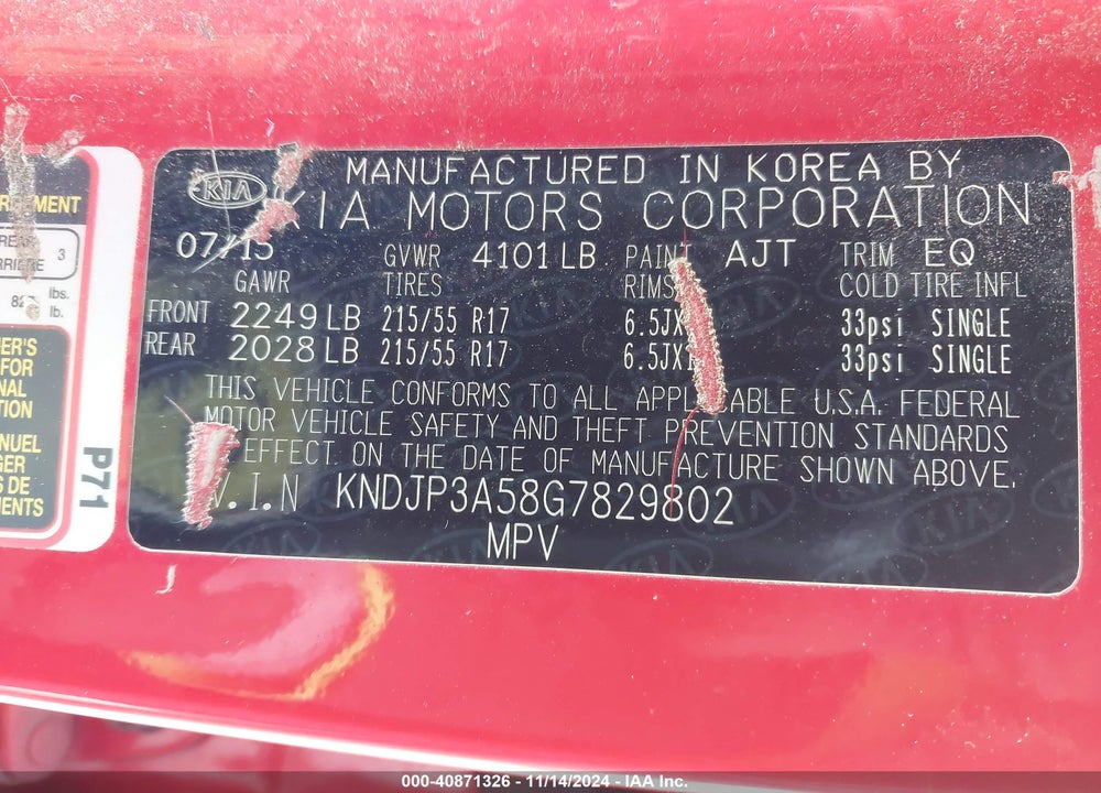 2016 KIA SOUL VIN: KNDJP3A58G7829802