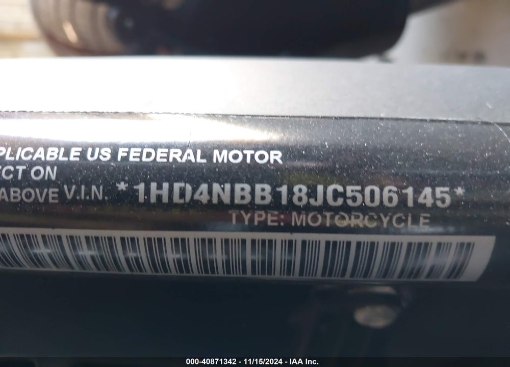 2018 HARLEY-DAVIDSON XG750 VIN: 1HD4NBB18JC506145