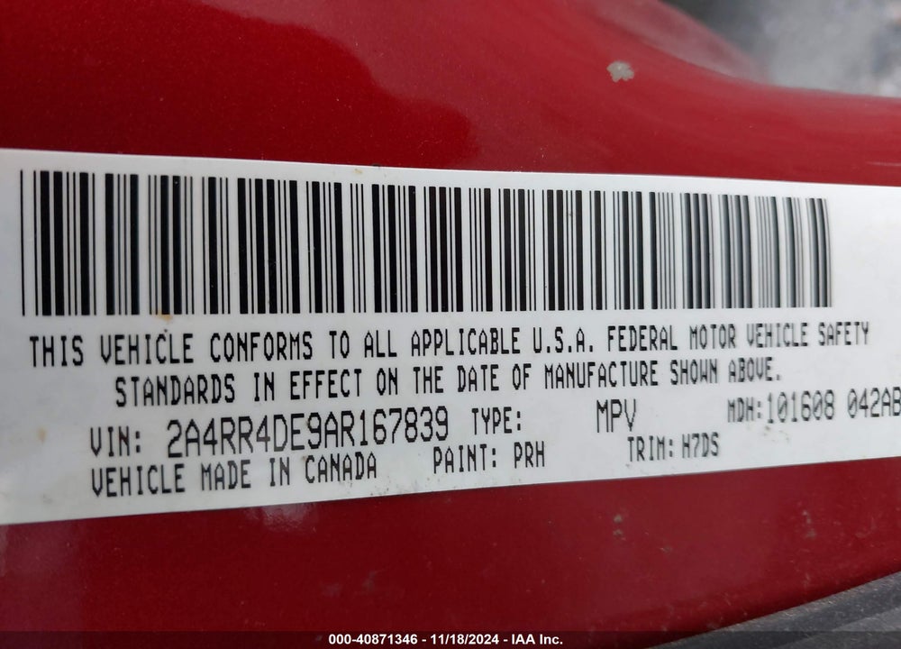 2010 CHRYSLER TOWN & COUNTRY LX VIN: 2A4RR4DE9AR167839