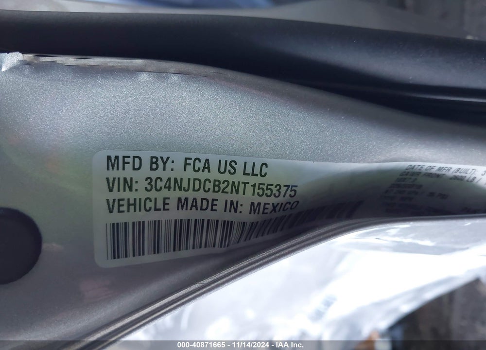 2022 JEEP COMPASS LIMITED 4X4 VIN: 3C4NJDCB2NT155375