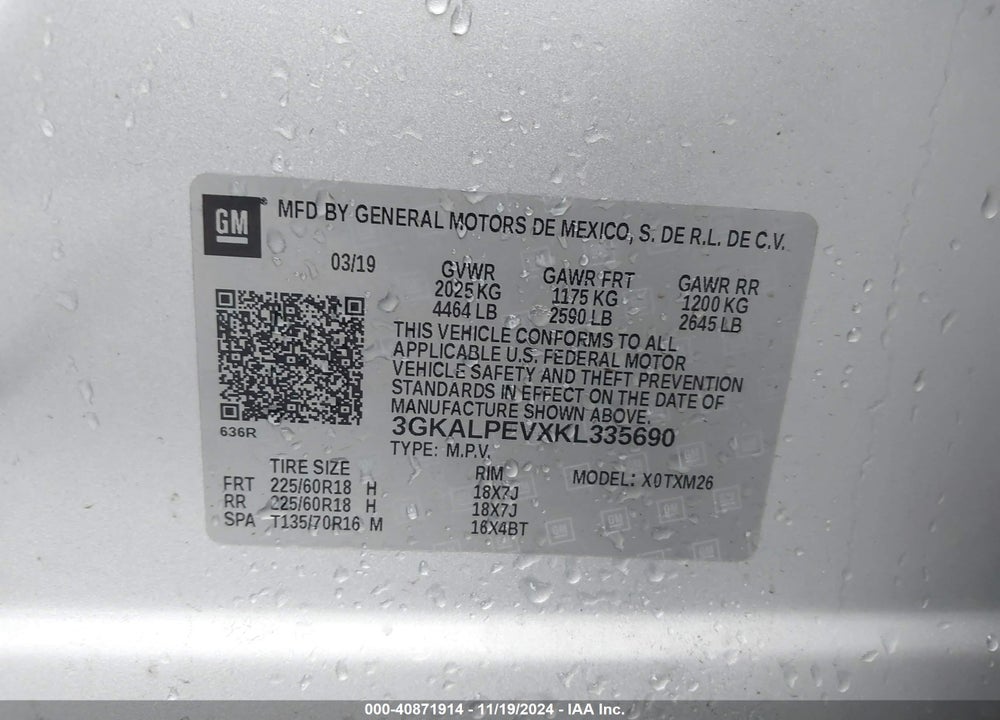 2019 GMC TERRAIN SLT VIN: 3GKALPEVXKL335690