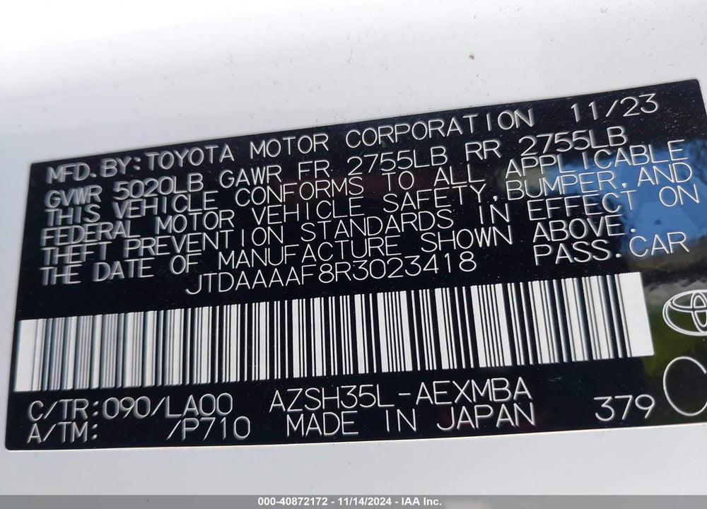 2024 TOYOTA CROWN LIMITED VIN: JTDAAAAF8R3023418