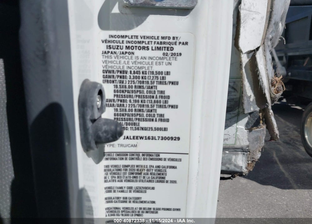 2020 CHEVROLET 5500XD LCF DIESEL VIN: JALEEW163L7300929