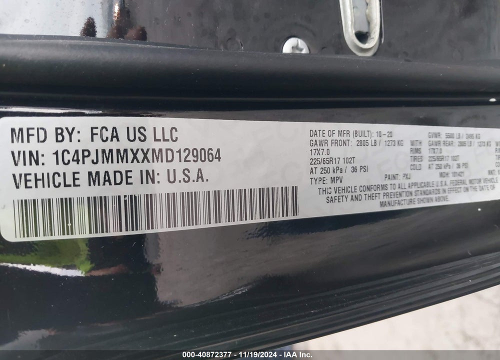 2021 JEEP CHEROKEE LATITUDE LUX 4X4 VIN: 1C4PJMMXXMD129064