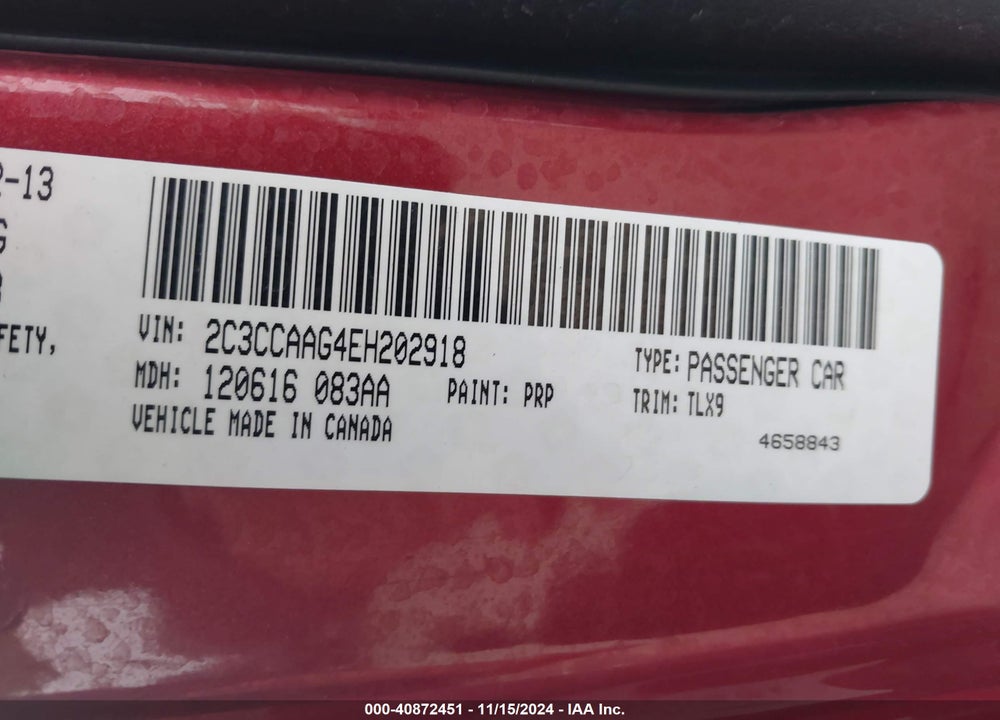 2014 CHRYSLER 300 VIN: 2C3CCAAG4EH202918