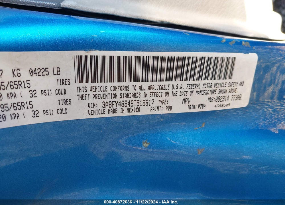2009 CHRYSLER PT CRUISER LX VIN: 3A8FY48949T519817