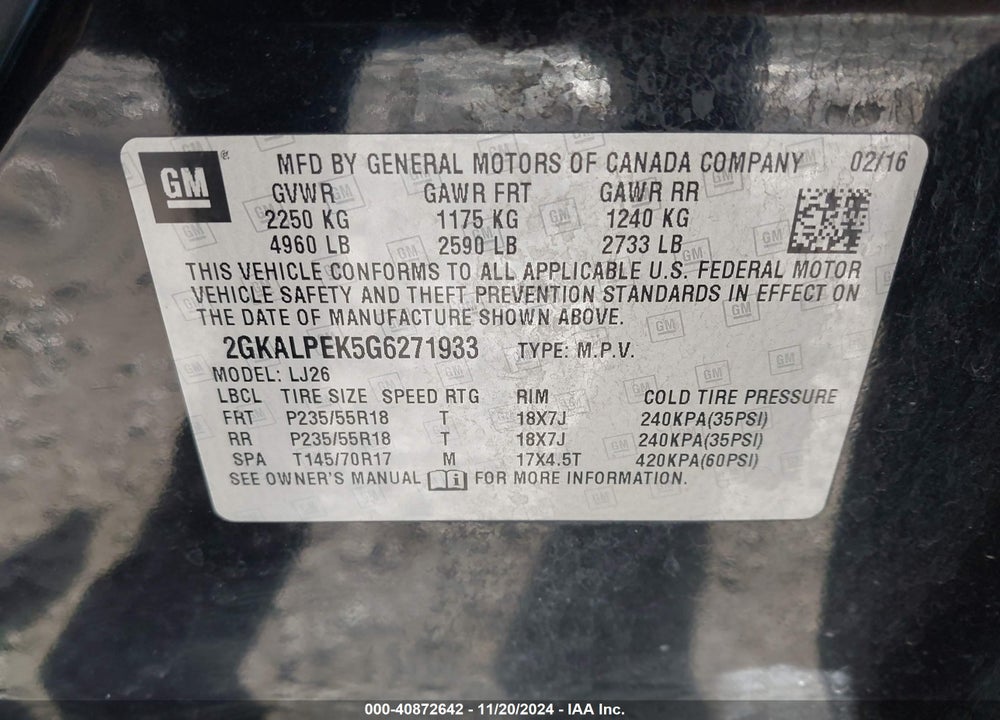2016 GMC TERRAIN SLT VIN: 2GKALPEK5G6271933