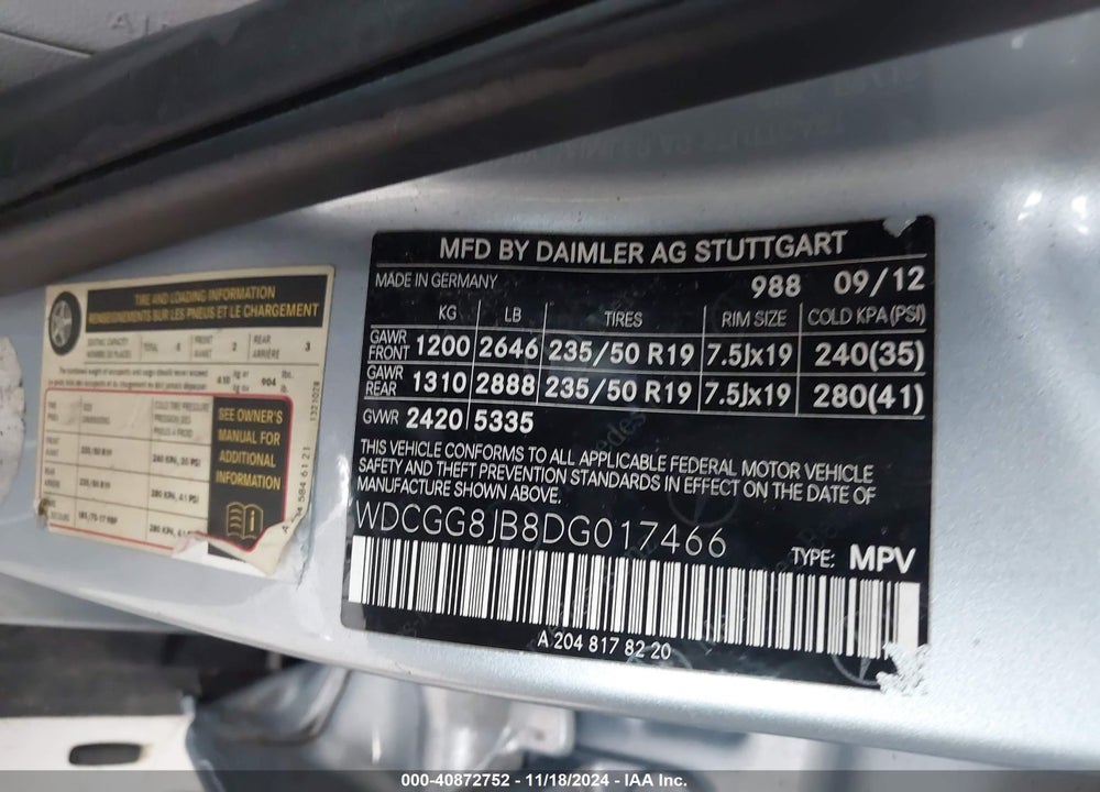 2013 MERCEDES-BENZ GLK 350 4MATIC VIN: WDCGG8JB8DG017466