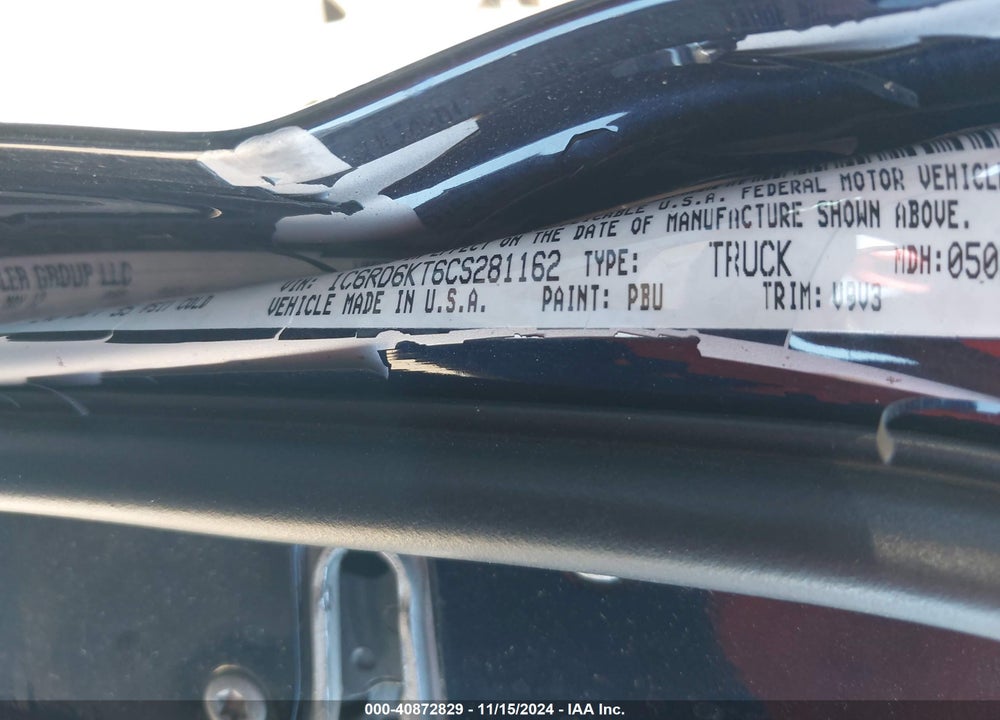 2012 RAM 1500 ST VIN: 1C6RD6KT6CS281162