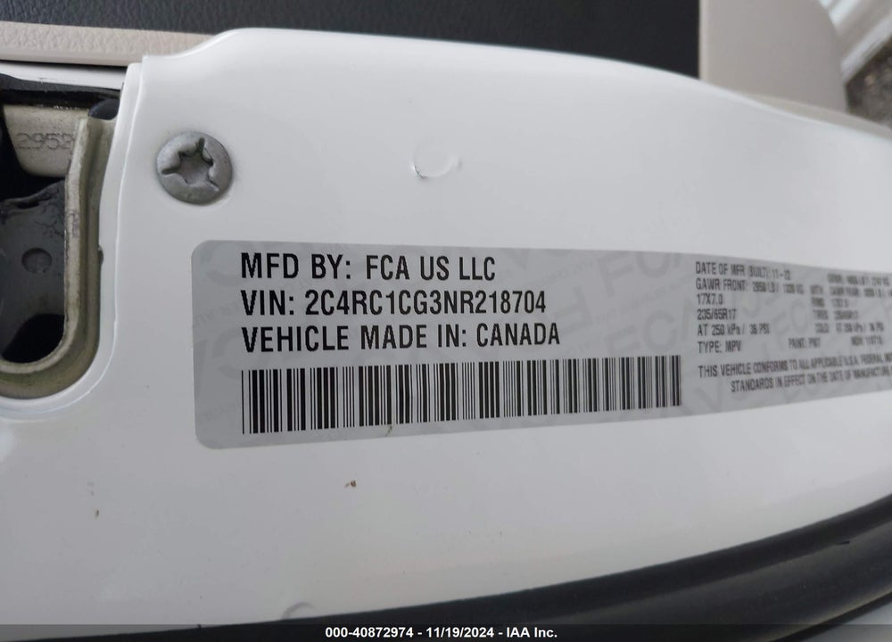 2022 CHRYSLER VOYAGER LX VIN: 2C4RC1CG3NR218704