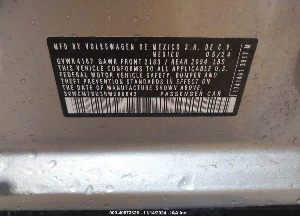 2024 VOLKSWAGEN JETTA 1.5T SE VIN: 3VWEM7BU3RM086642