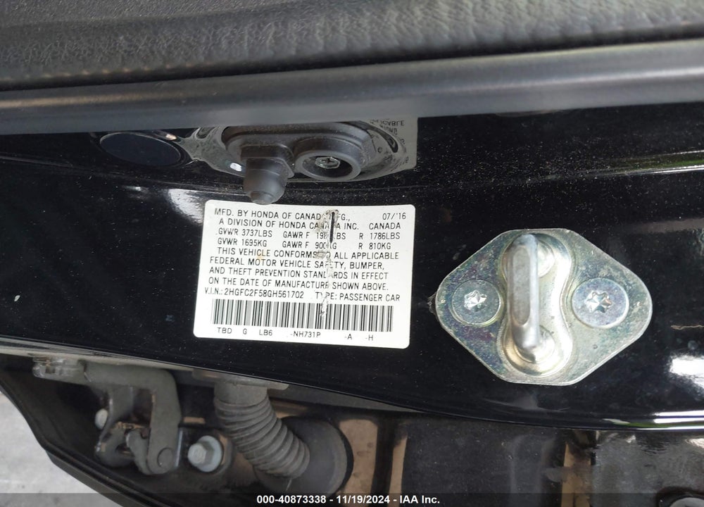 2016 HONDA CIVIC LX VIN: 2HGFC2F58GH561702