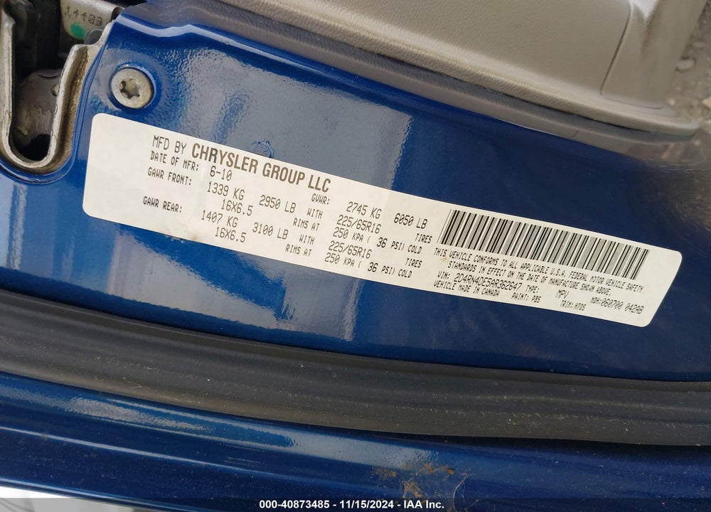 2010 DODGE GRAND CARAVAN SE VIN: 2D4RN4DE5AR362647
