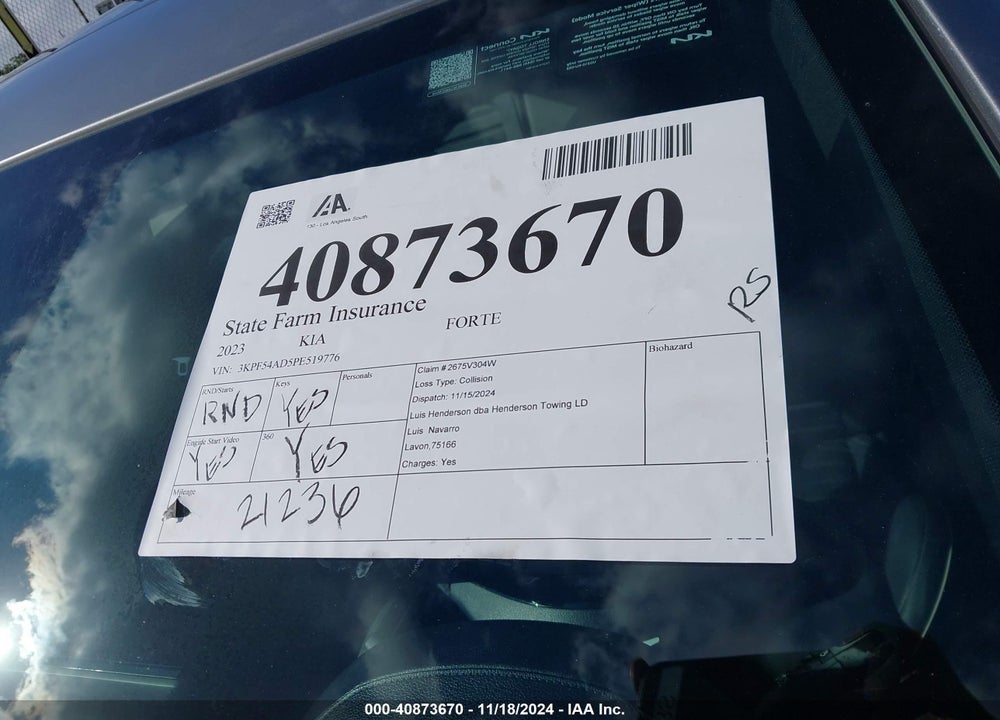 2023 KIA FORTE VIN: 3KPF54AD5PE519776