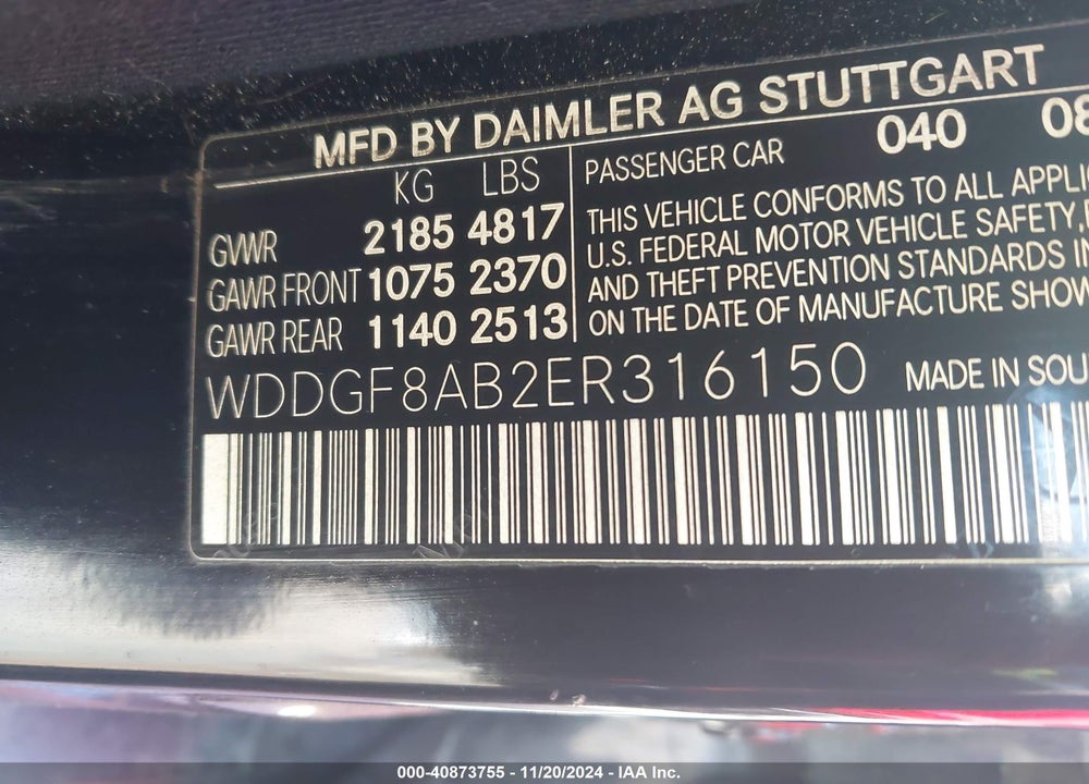 2014 MERCEDES-BENZ C 300 LUXURY 4MATIC/SPORT 4MATIC VIN: WDDGF8AB2ER316150