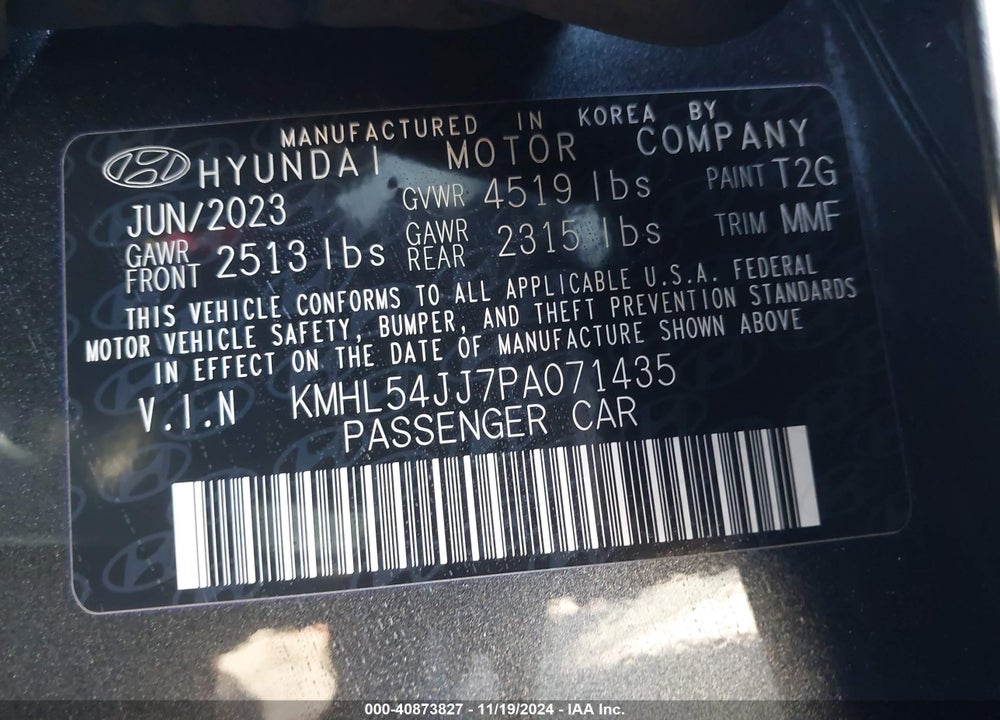 2023 HYUNDAI SONATA HYBRID LIMITED VIN: KMHL54JJ7PA071435