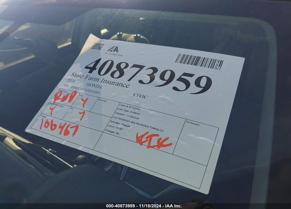 2018 HONDA CIVIC EX-T VIN: JHMFC1F31JX023092