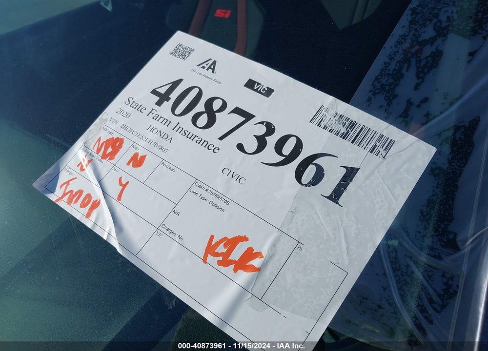 2020 HONDA CIVIC SI SEDAN VIN: 2HGFC1E52LH703807