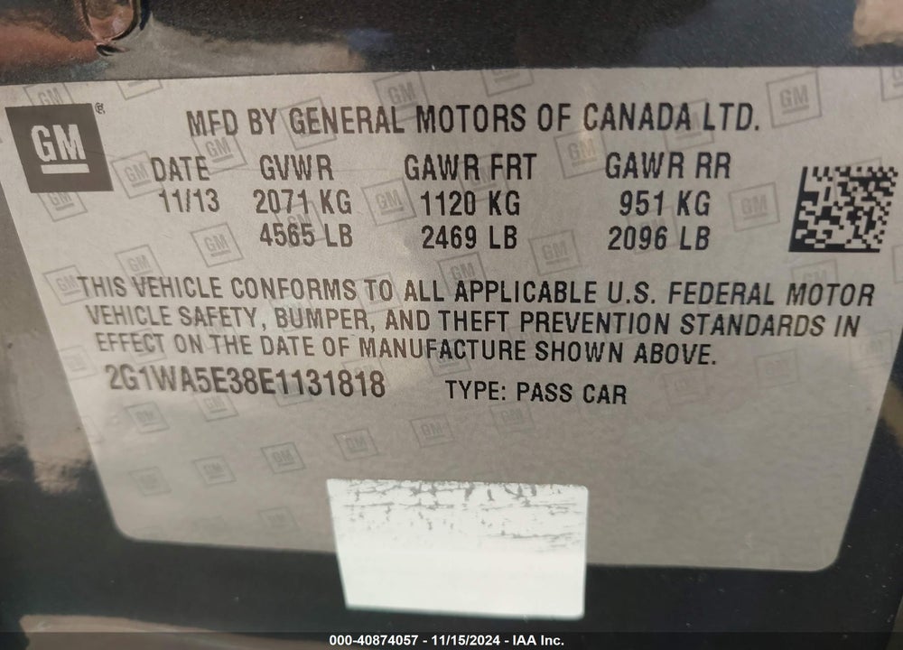 2014 CHEVROLET IMPALA LIMITED LS VIN: 2G1WA5E38E1131818