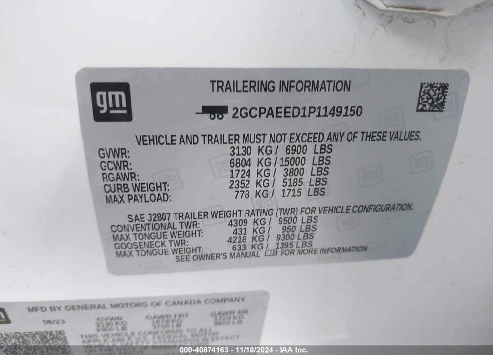 2023 CHEVROLET SILVERADO 1500 2WD SHORT BED LTZ VIN: 2GCPAEED1P1149150