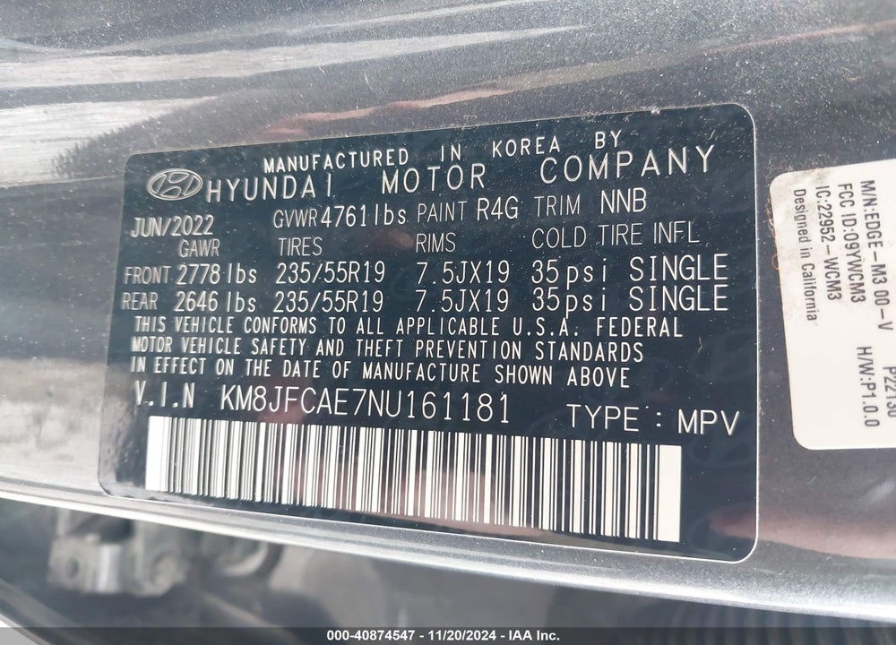 2022 HYUNDAI TUCSON N LINE VIN: KM8JFCAE7NU161181