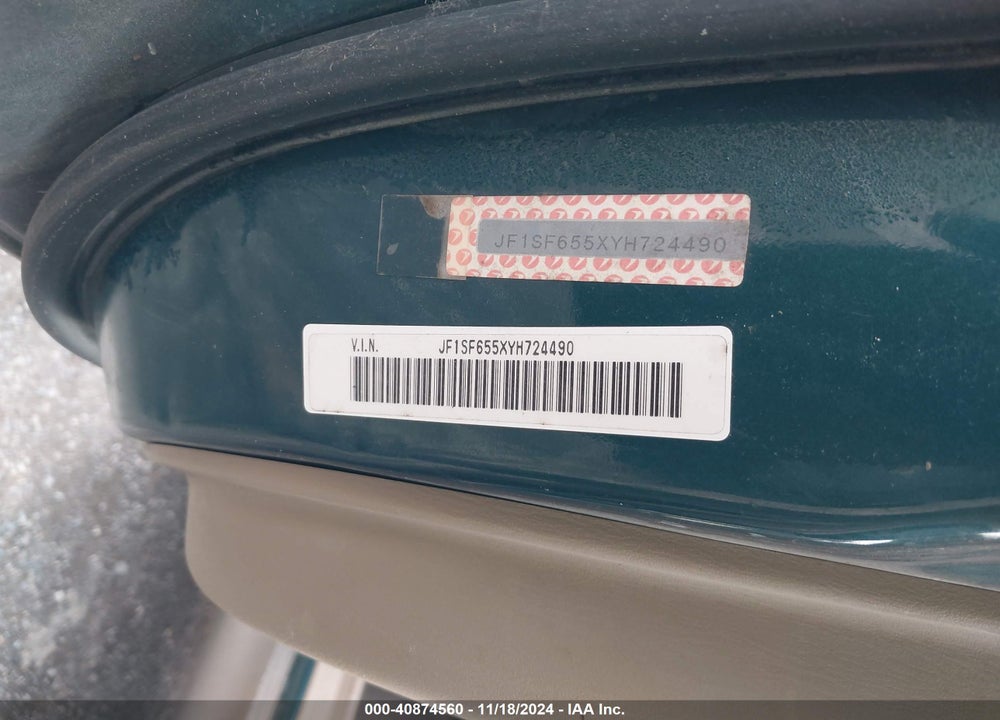 2000 SUBARU FORESTER S VIN: JF1SF655XYH724490