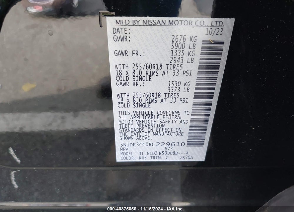 2024 NISSAN PATHFINDER VIN: 5N1DR3CC0RC229610