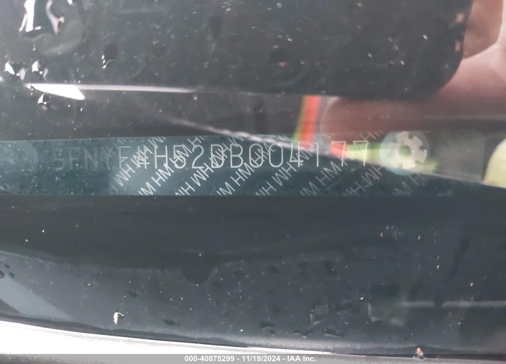 2013 HONDA PILOT EX-L VIN: 5FNYF4H52DB004177