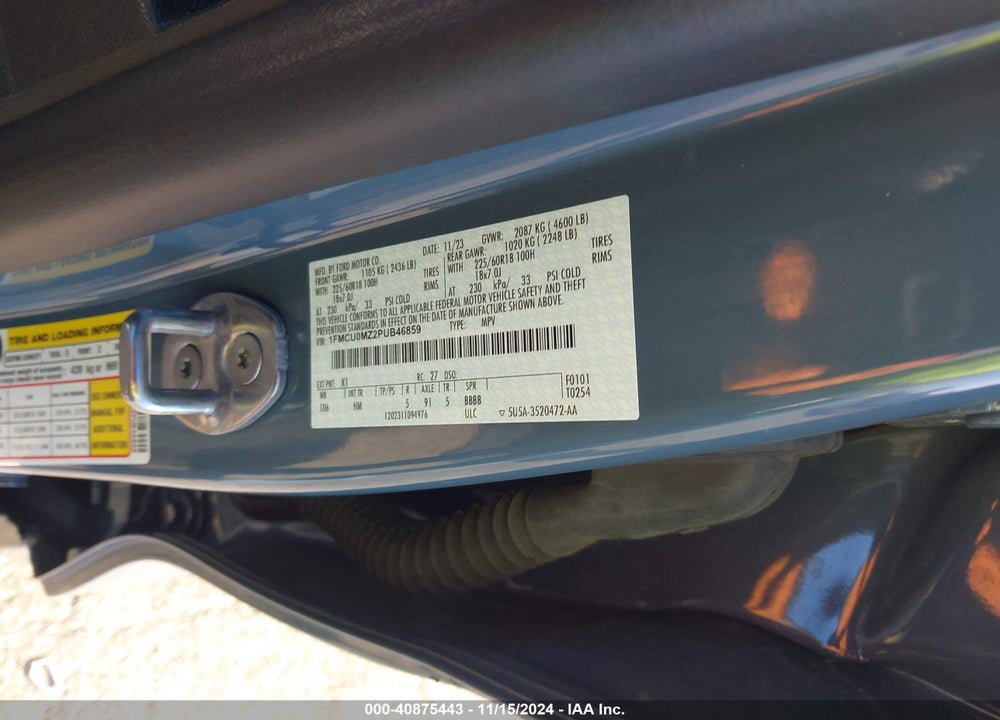 2023 FORD ESCAPE ST LINE VIN: 1FMCU0MZ2PUB46859