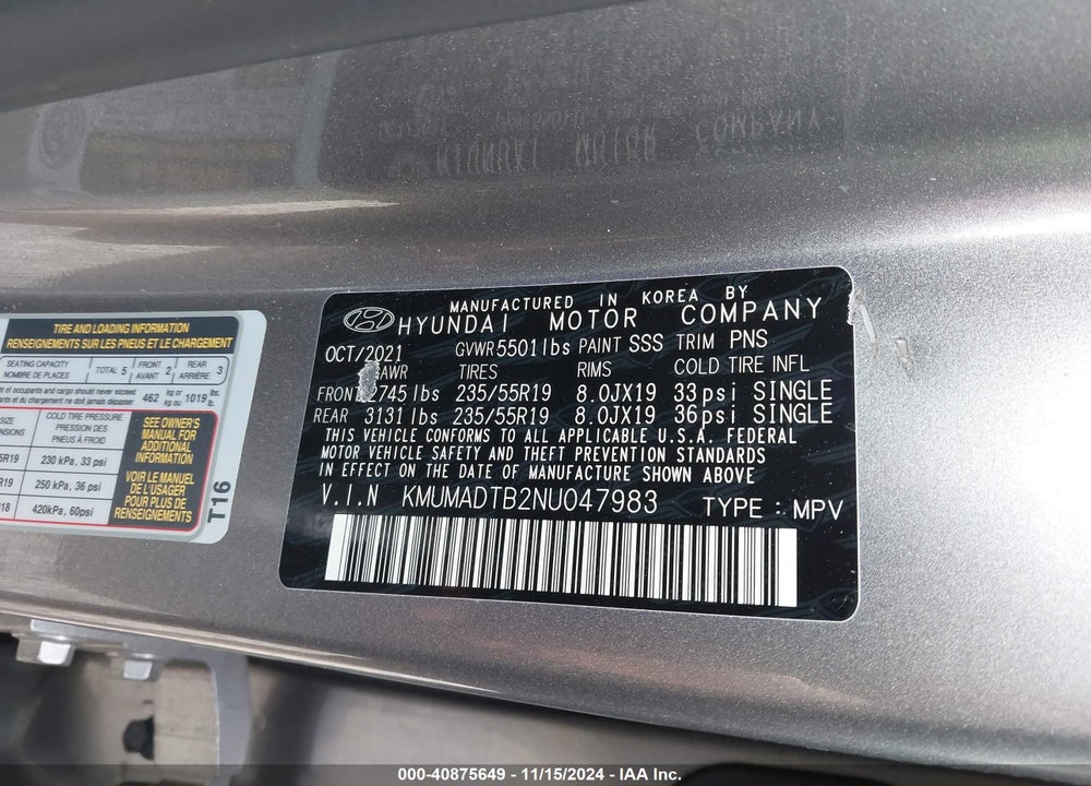 2022 GENESIS GV70 2.5T AWD VIN: KMUMADTB2NU047983
