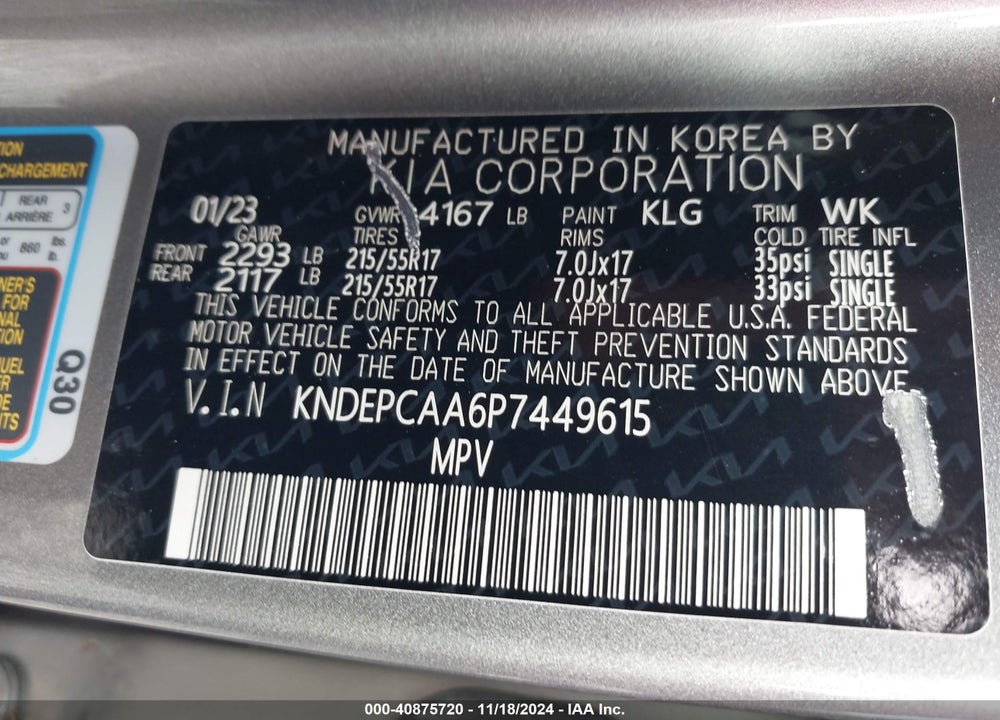 2023 KIA SELTOS LX VIN: KNDEPCAA6P7449615