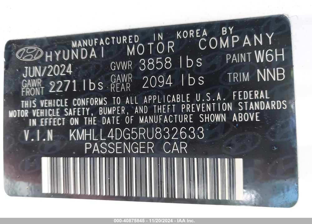2024 HYUNDAI ELANTRA SE VIN: KMHLL4DG5RU832633