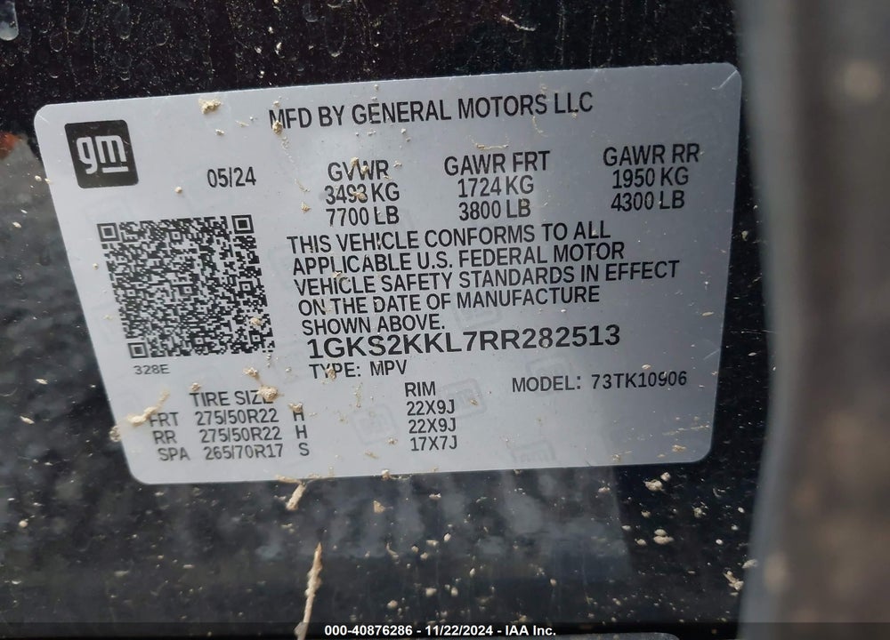 2024 GMC YUKON XL 4WD DENALI ULTIMATE VIN: 1GKS2KKL7RR282513