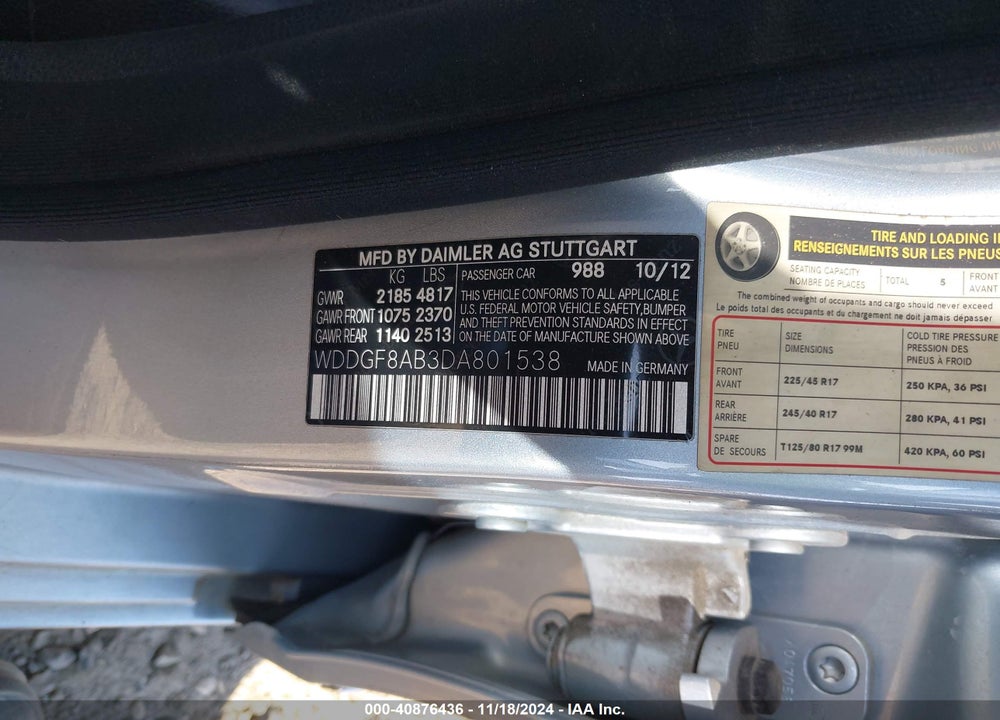 2013 MERCEDES-BENZ C 300 VIN: WDDGF8AB3DA801538