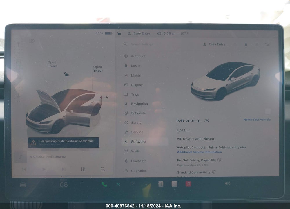 2024 TESLA MODEL 3 REAR-WHEEL DRIVE VIN: 5YJ3E1EA5RF782381