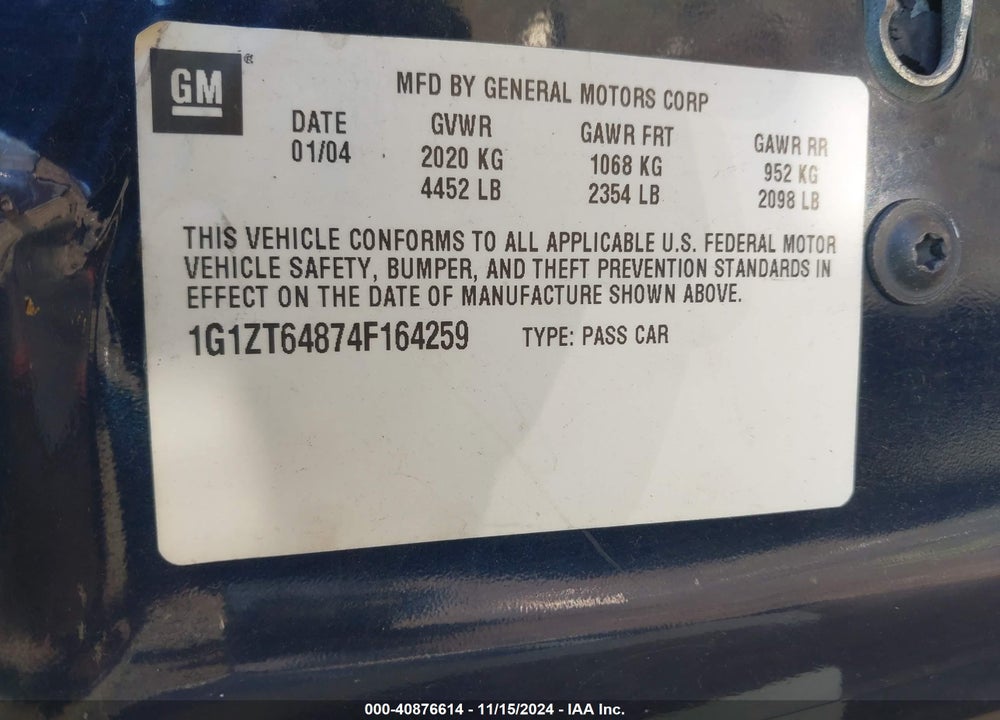 2004 CHEVROLET MALIBU MAXX LS VIN: 1G1ZT64874F164259