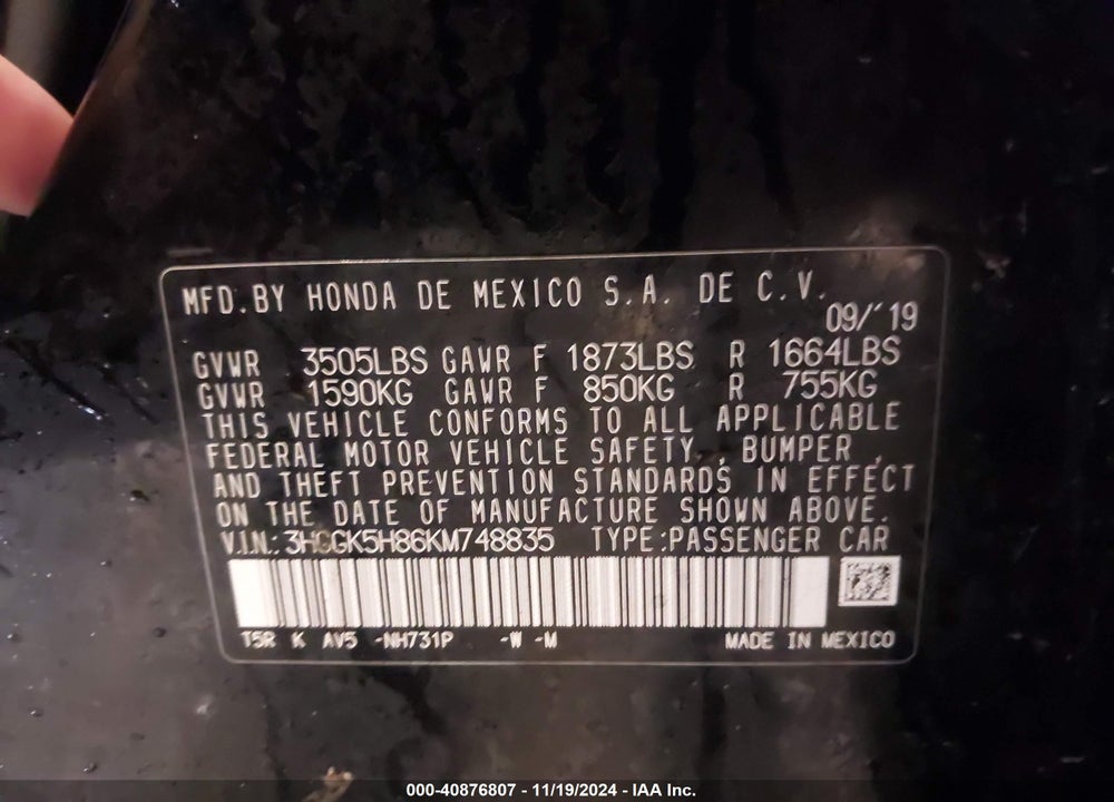 2019 HONDA FIT EX VIN: 3HGGK5H86KM748835
