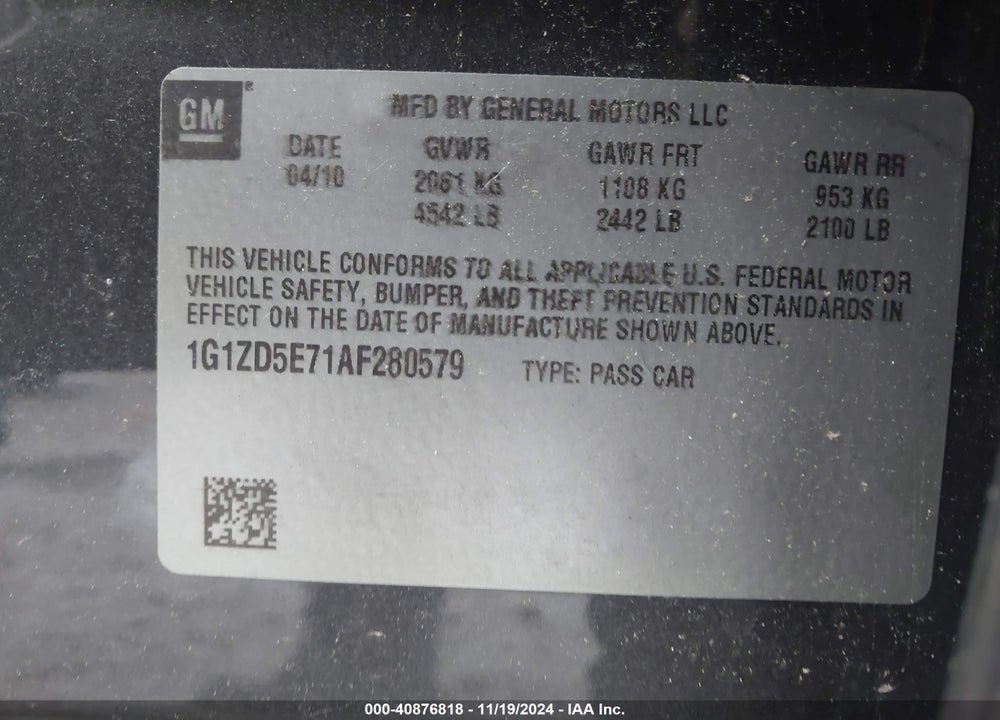2010 CHEVROLET MALIBU LT VIN: 1G1ZD5E71AF280579