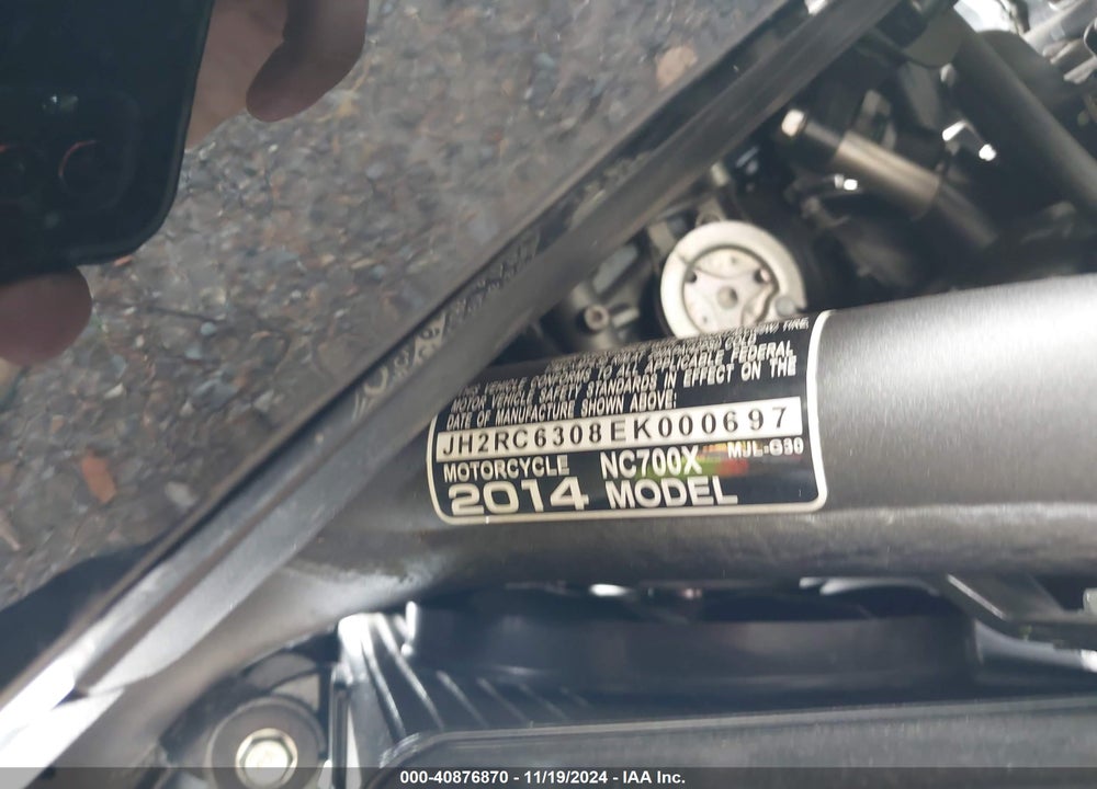 2014 HONDA NC700X VIN: JH2RC6308EK000697