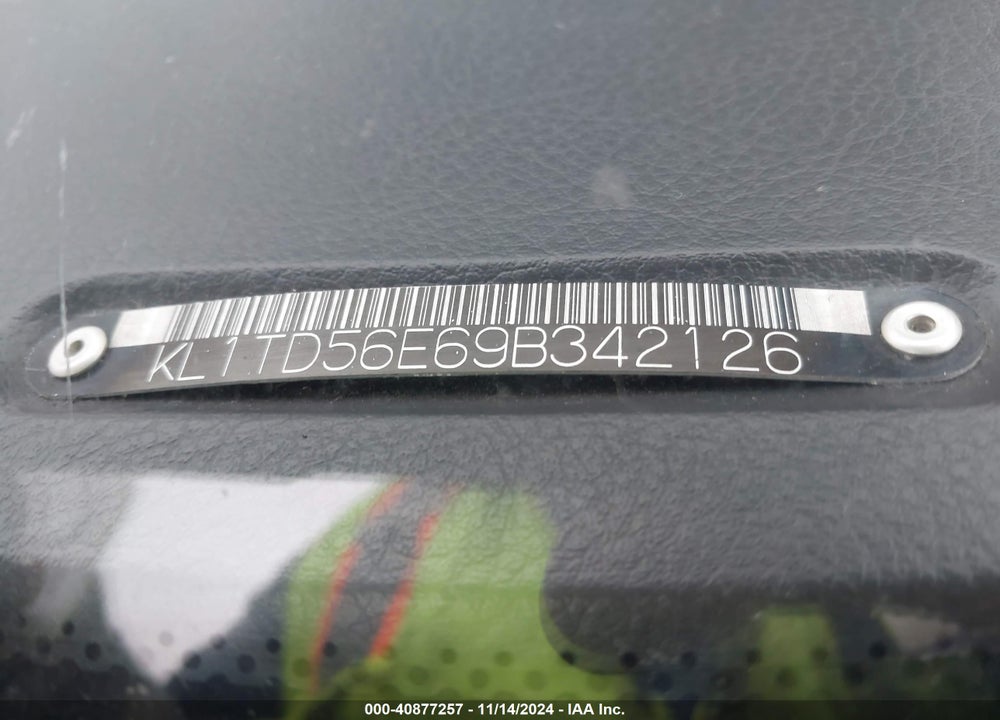 2009 CHEVROLET AVEO LT VIN: KL1TD56E69B342126
