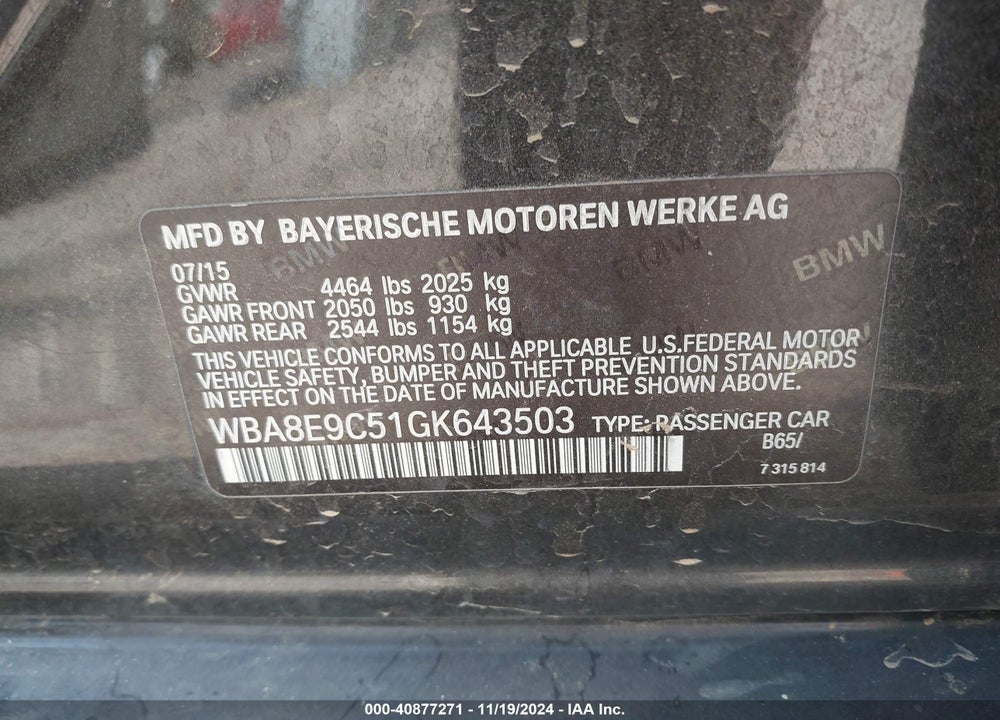 2016 BMW 328 VIN: WBA8E9C51GK643503