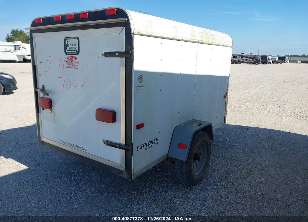 2008 CARGO CRAFT, INC 5X8 ENCLOSED TRAILER VIN: 4D6EB08188C018228